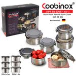 Coobinox® Airtight Stainless Steel Food Container 6-Piece Set (CO-36-03) - SUS 304 Multi-Storage Set (350ml x3 & 550ml x3)